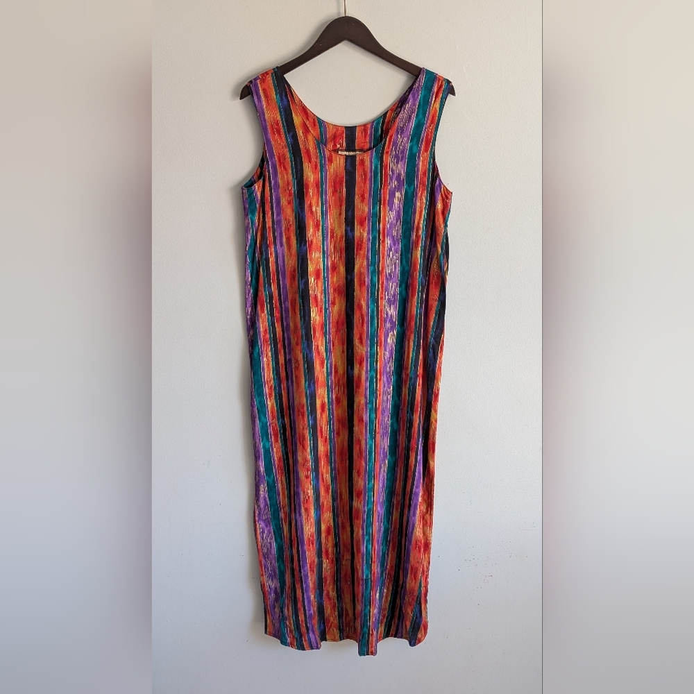 Vintage Clews Clothing Company Sleevless Rayon Maxi Dress, Size S